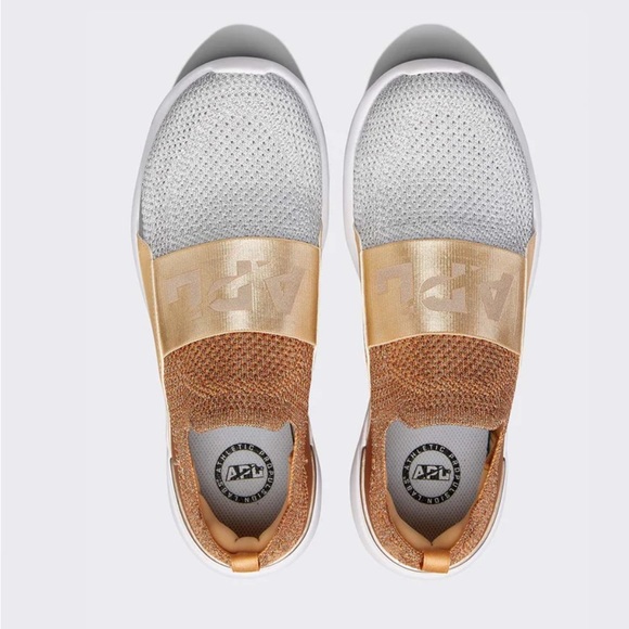 APL Women TechLoom Bliss Shoes Rose Gold Champagne Metallic Silver running - Picture 2 of 7